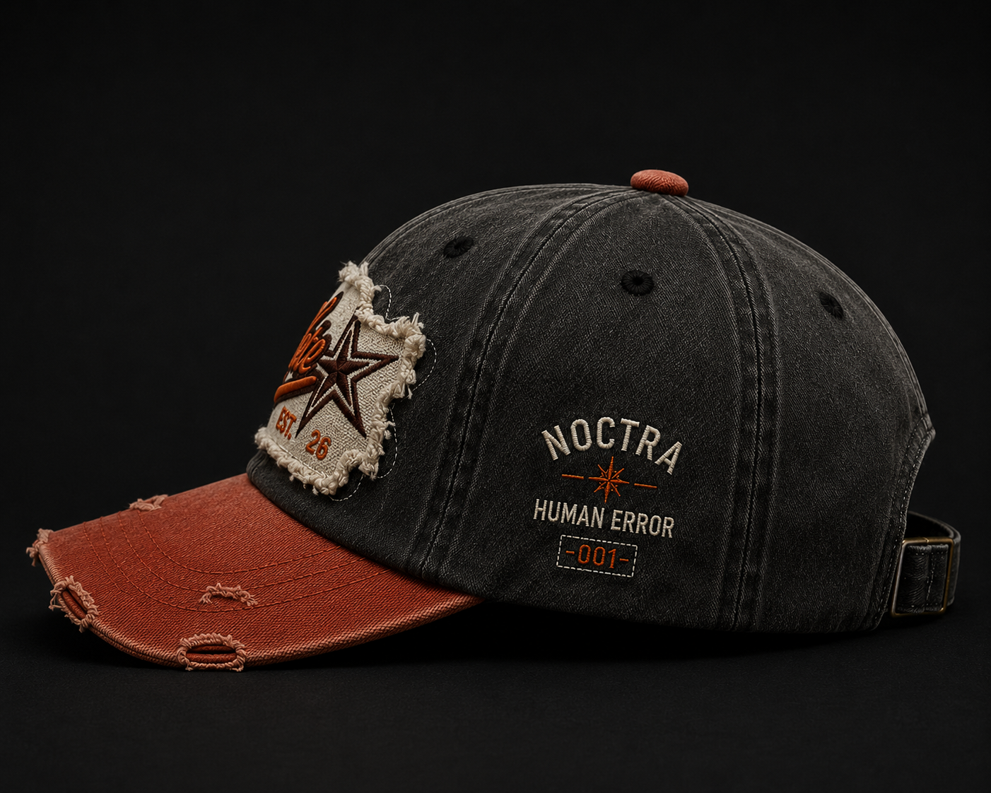 OUTLAW 01 – Black × Rust Vintage Baseball Cap