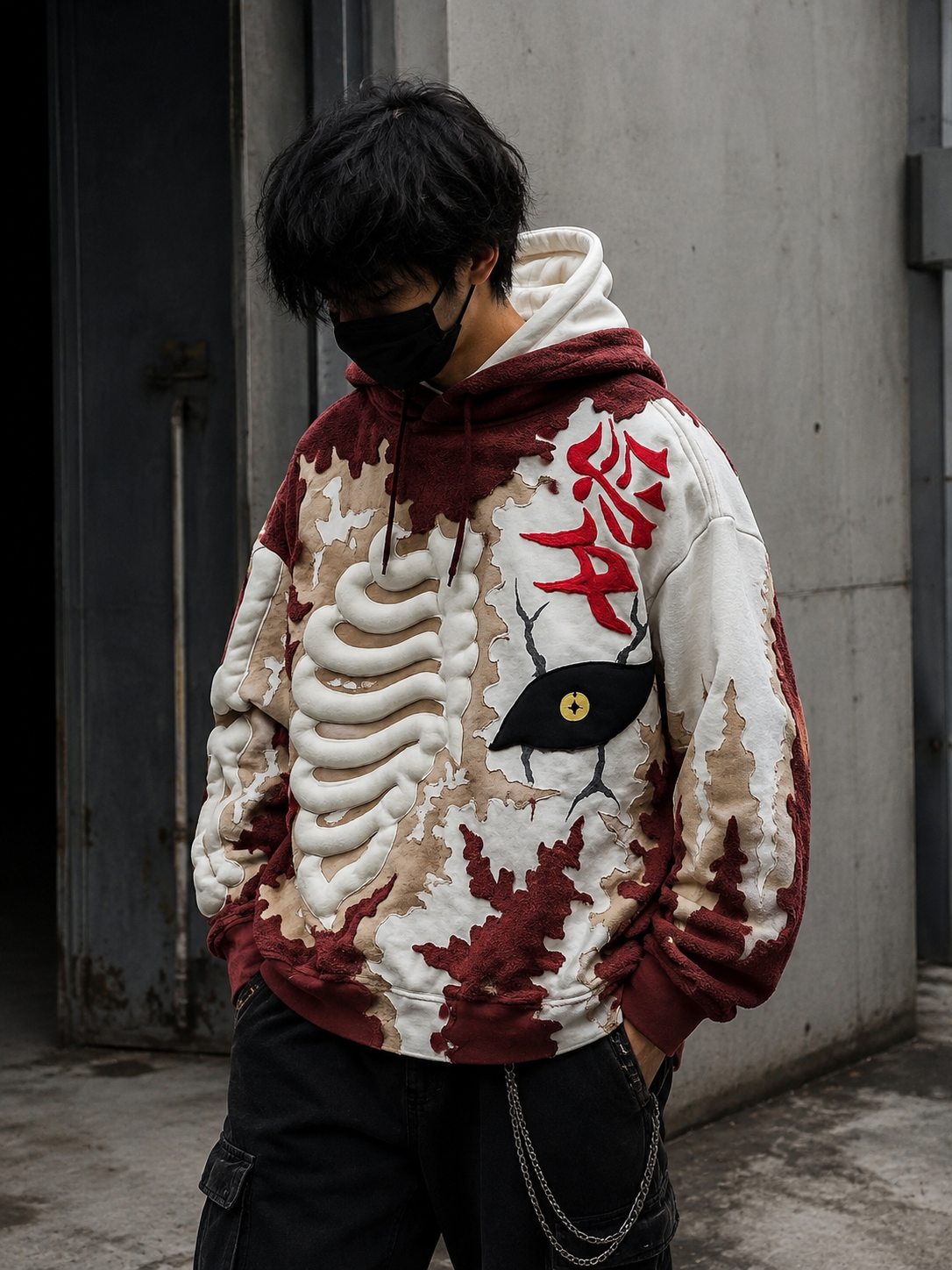 Noctra Ivory Rift Oversized Hoodie