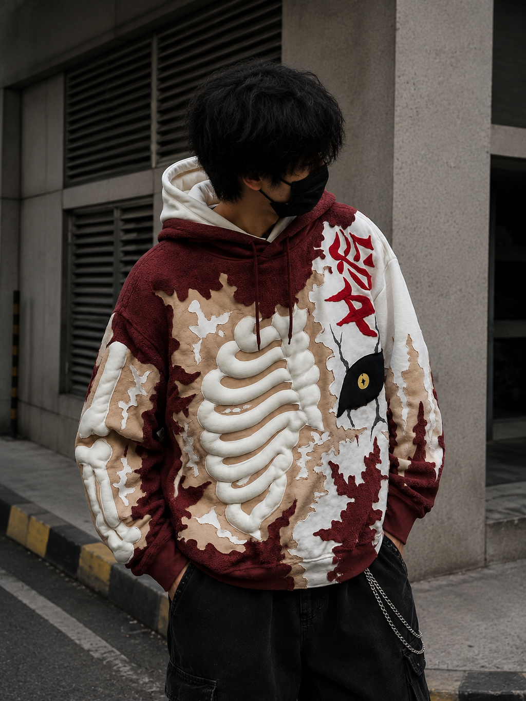 Noctra Ivory Rift Oversized Hoodie