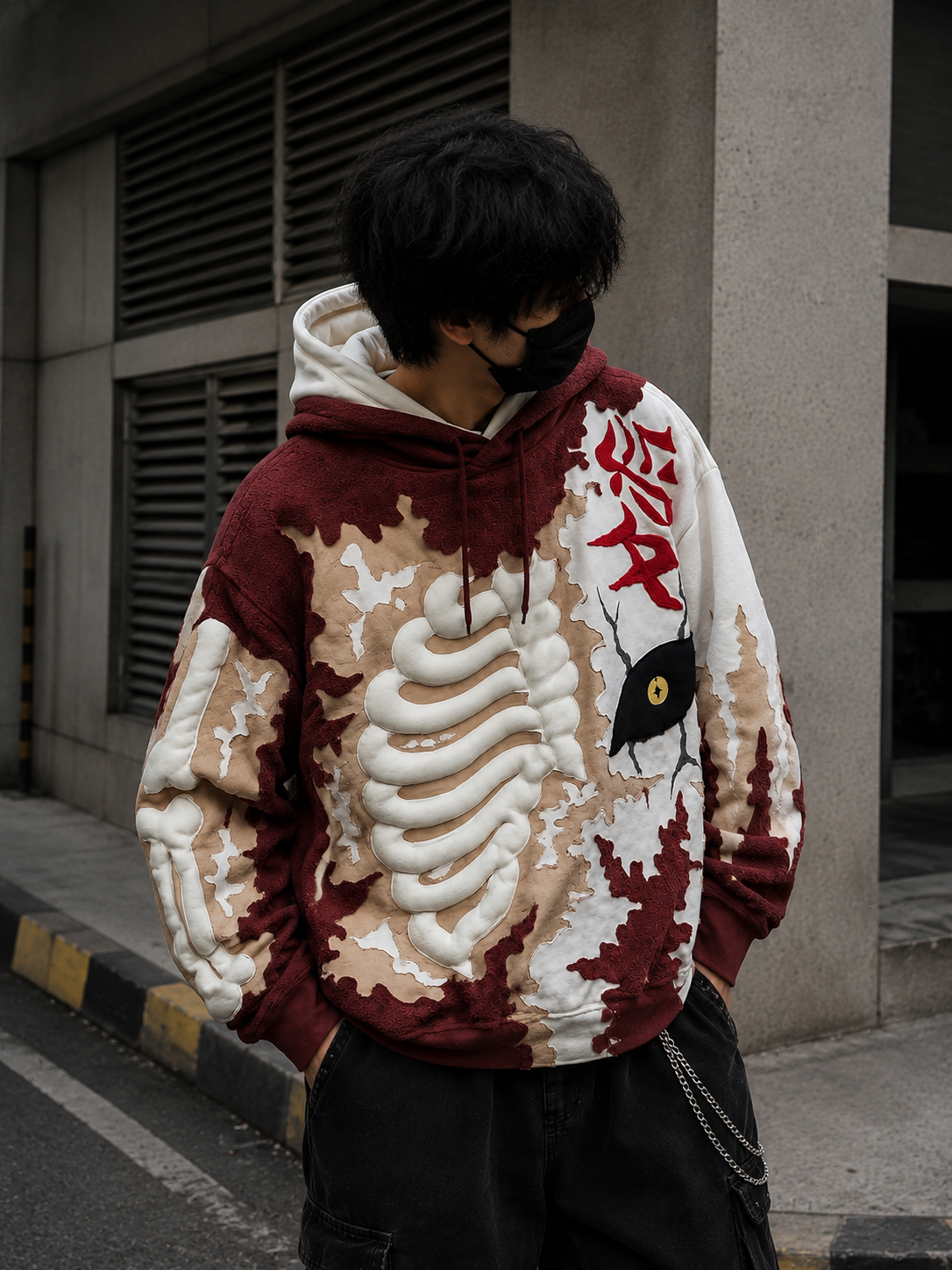 Noctra Ivory Rift Oversized Hoodie