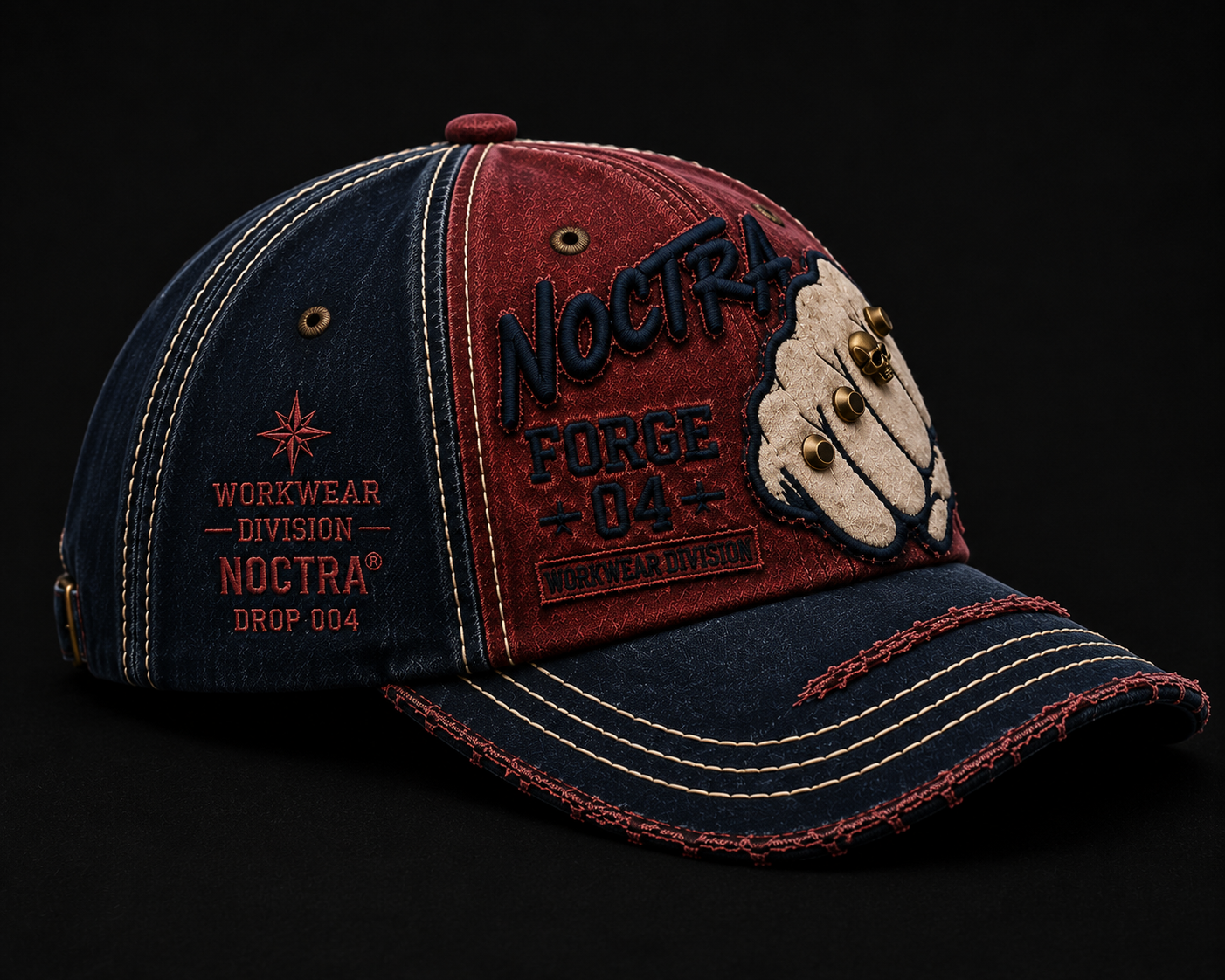FORGE 04 – Navy × Burgundy Vintage Baseball Cap