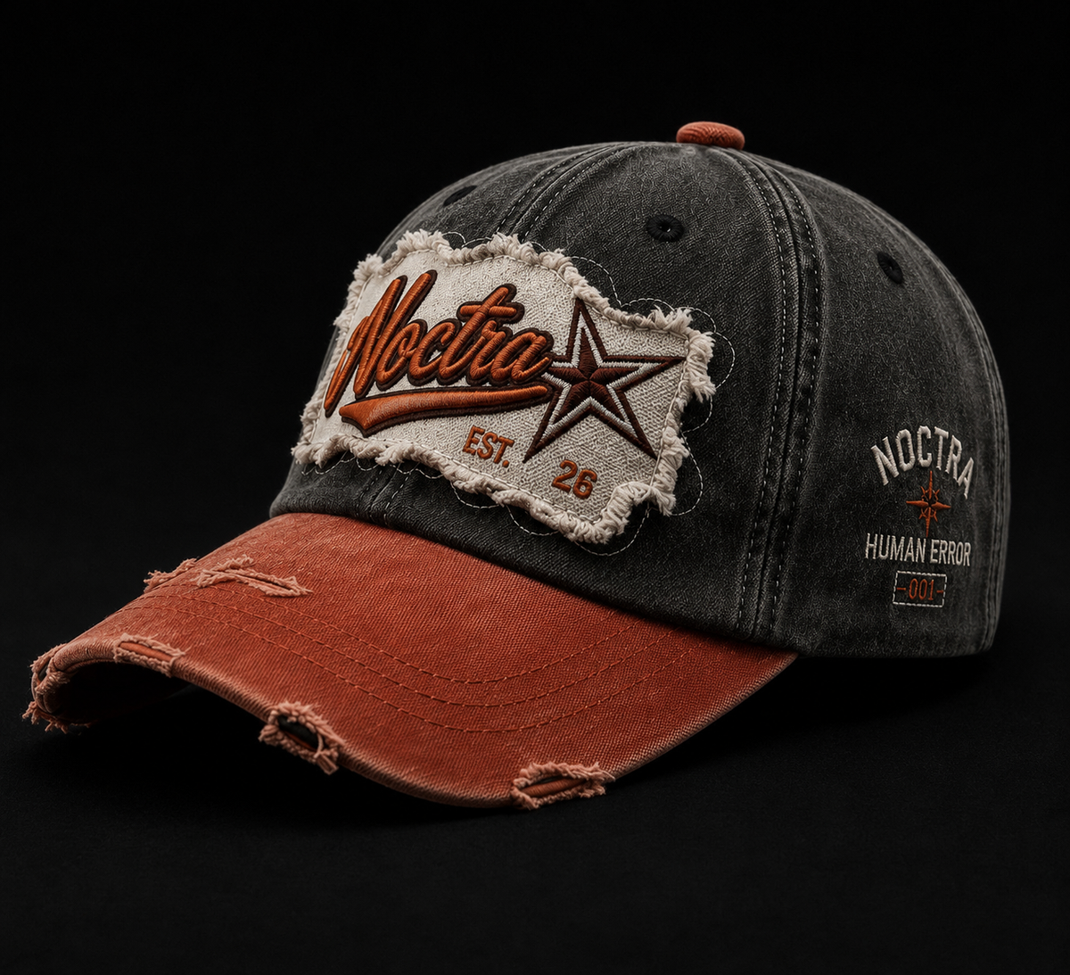 OUTLAW 01 – Black × Rust Vintage Baseball Cap