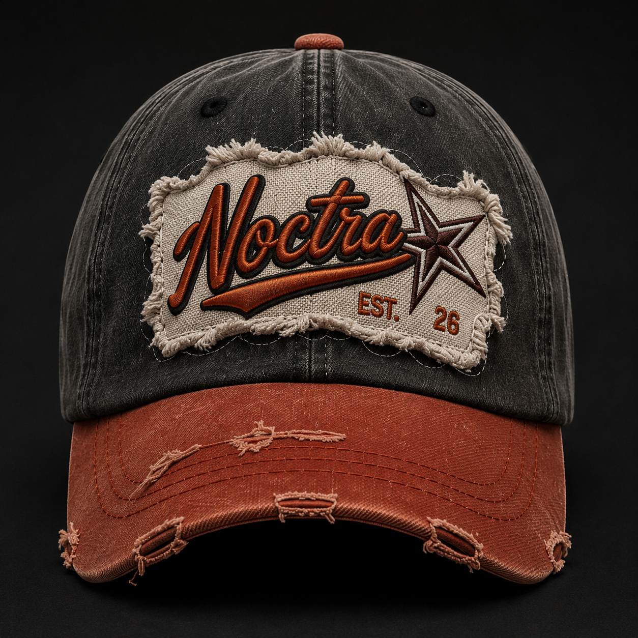 OUTLAW 01 – Black × Rust Vintage Baseball Cap