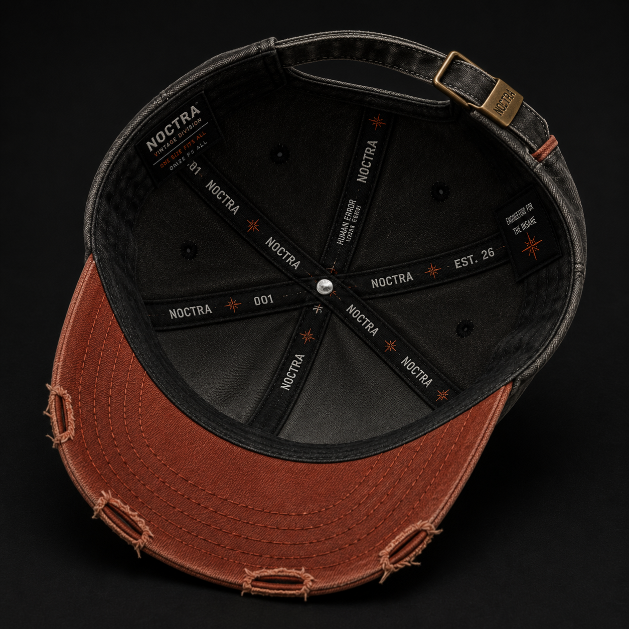 OUTLAW 01 – Black × Rust Vintage Baseball Cap