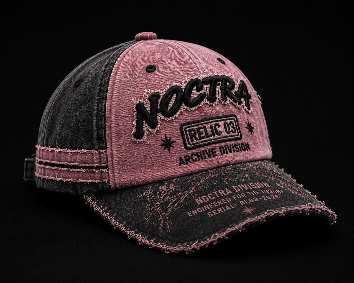 RELIC 03 – Pink × Charcoal Vintage Baseball Cap