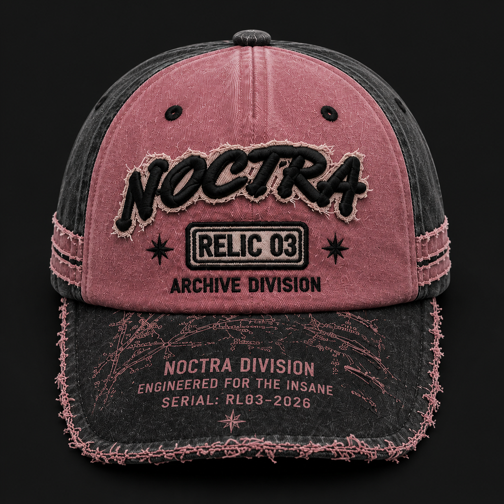 RELIC 03 – Pink × Charcoal Vintage Baseball Cap