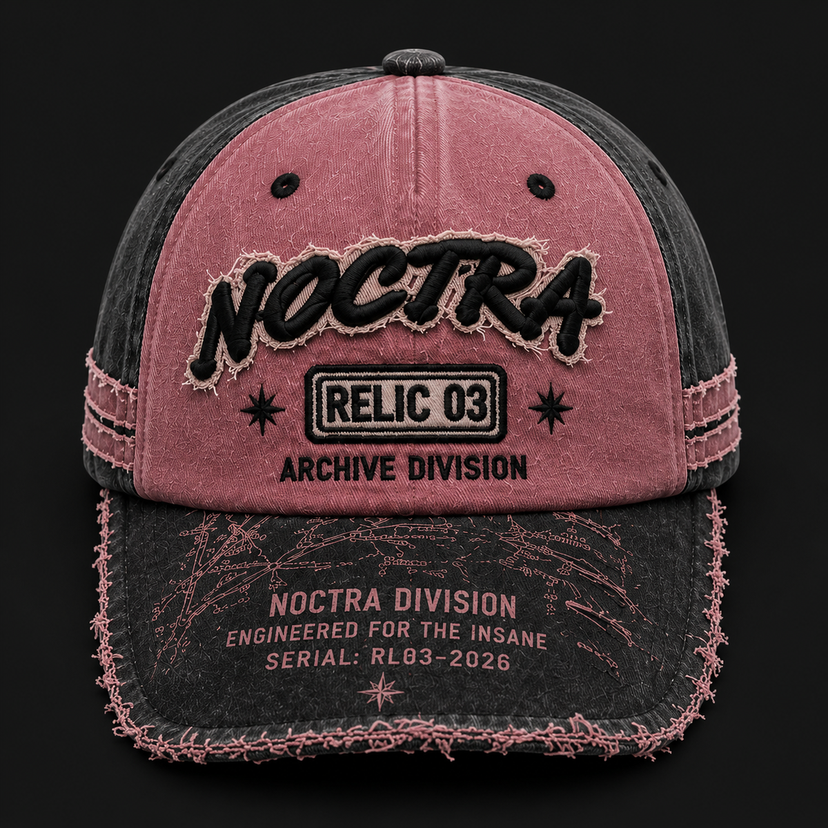 RELIC 03 – Pink × Charcoal Vintage Baseball Cap