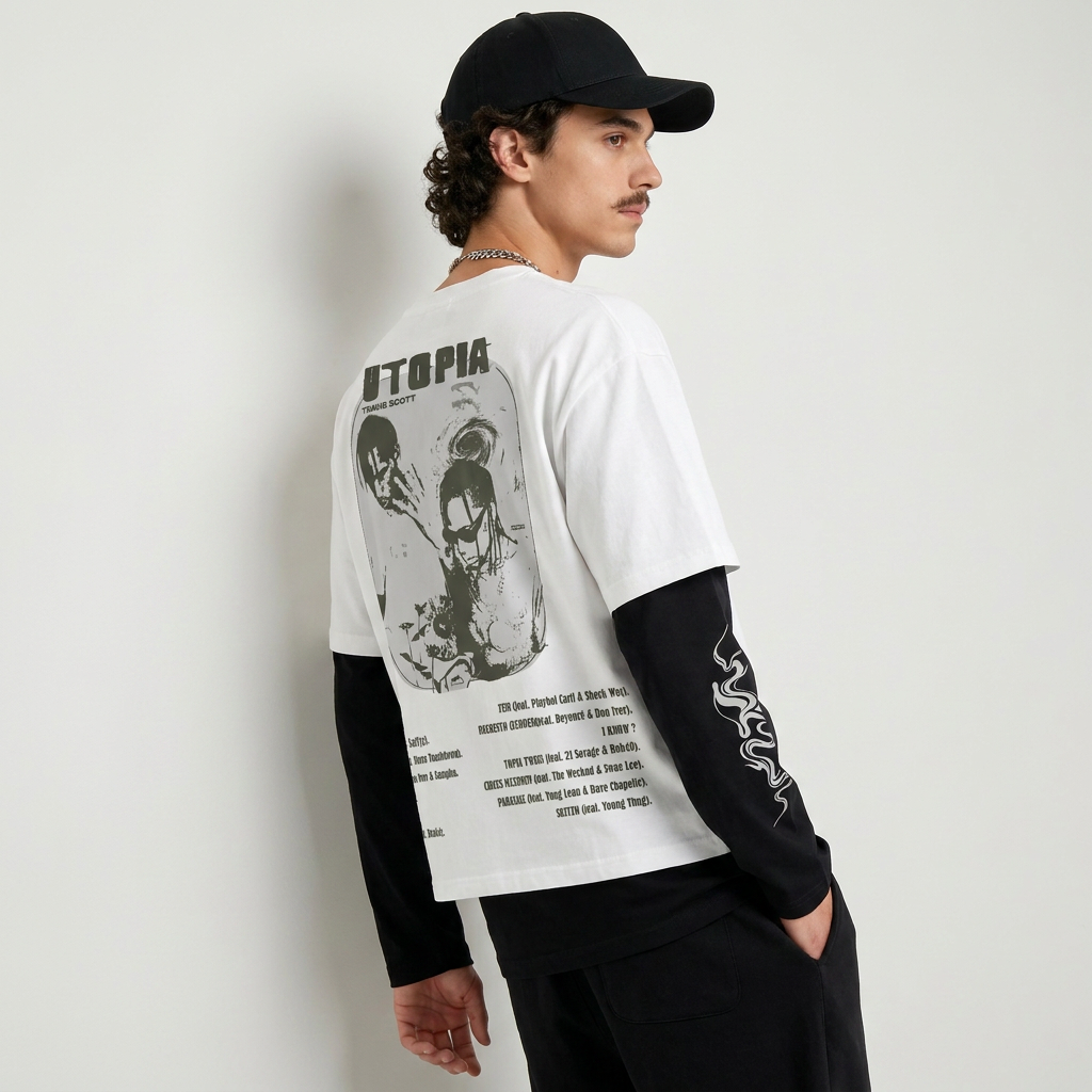 Travis Scott Utopia Chaos Doctor Sleeves Oversized T-Shirt